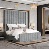 Hadley Panel Wingback Upholstered Bed Frame - Black Chenille