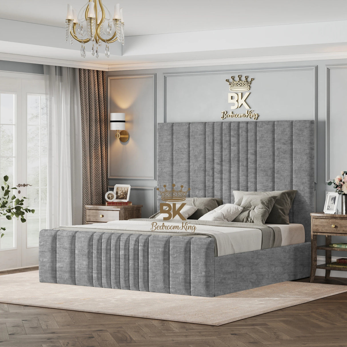 Bethany Luxury Fabric Bed Frame - Cream Naples