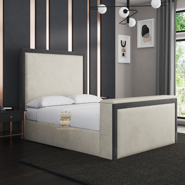 King bed frame with tv in footboard deals