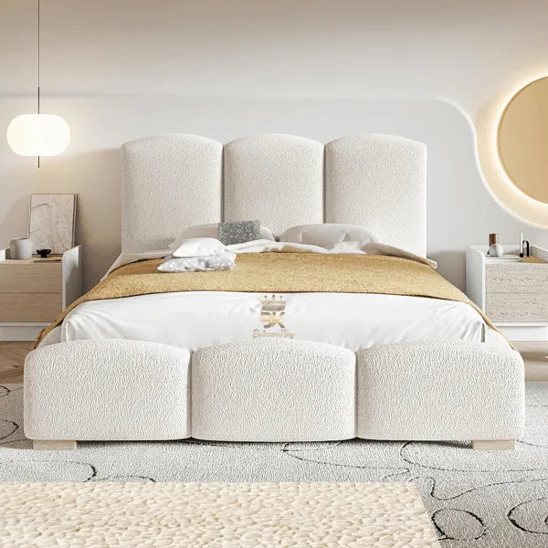 Aria Teddy Boucle Fabric Storage Bedframe Bedroomking