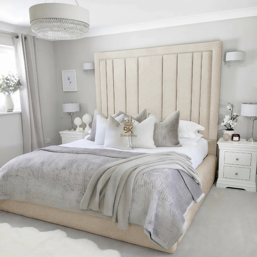 Evie Bed Frame 75" (6ft2) Tall Headboard - Mink Coniston