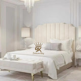 Lacey Art Deco Bedframe Pictured With Tall Headboard