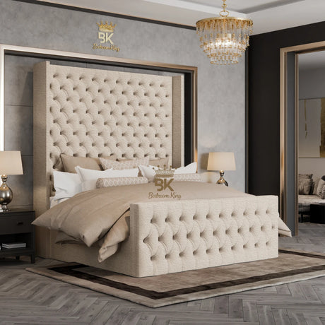 Langford Wingback Bed Frame - Steel Chenille