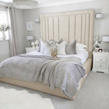 Upholstered Storage Bed Frame in teddy boucle cream made by Bedroomking