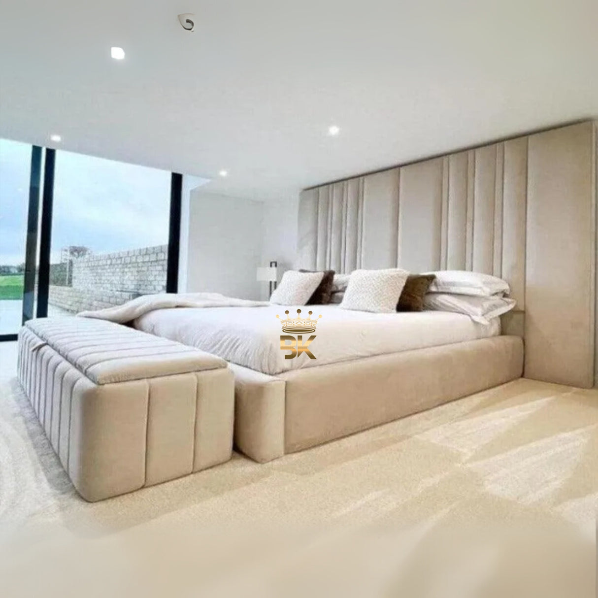Imaani Oversized Bed Frame Pictured With 95" Headboard - Bedroomking