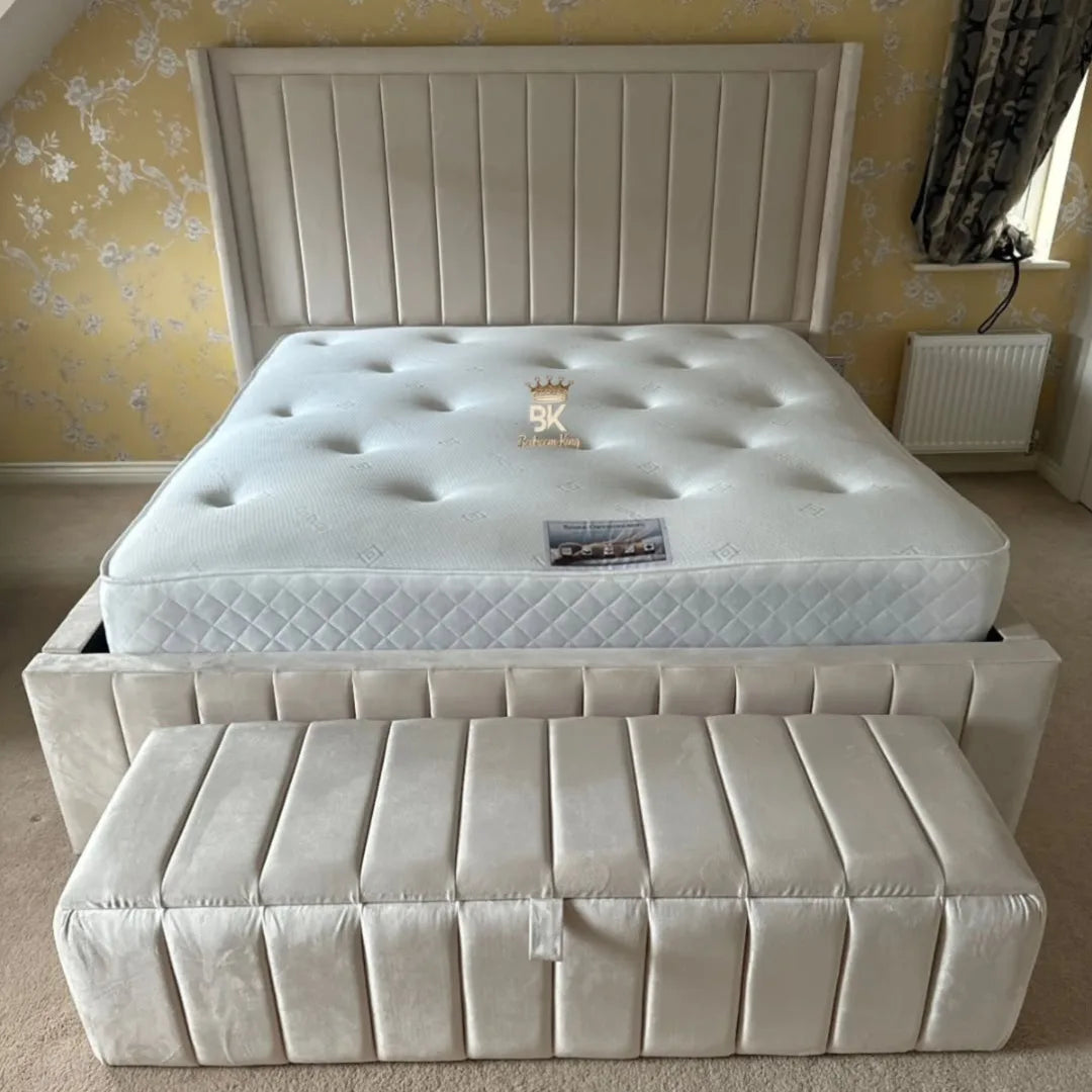 Alma Wingback bed frame in cream