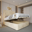 King size ottoman divan storage bed frame in cream plush velvet