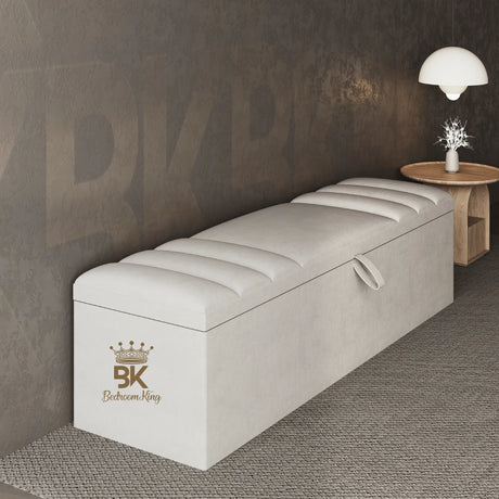 Veloura Ottoman Toy Storage Box - cream plush velvet