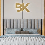 Wingback Headboard in silver plush colour