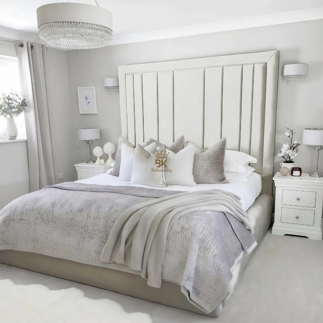 Evie Bed Frame 75" (6ft2) Tall Headboard - Mink Coniston