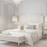 Lacey Art Deco Bedframe Pictured With Tall Headboard