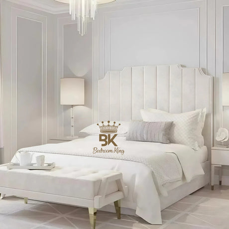 Lacey Art Deco Bedframe Pictured With Tall Headboard