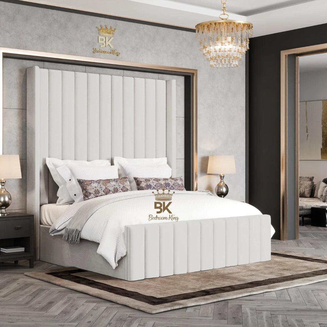 Hadley Panel Wingback Upholstered Bed Frame - Black Chenille