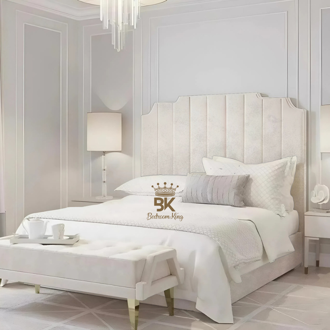 Lacey Art Deco Bedframe Pictured With Tall Headboard