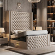 Wingback Upholstered Storage Bed Frame in kingsize made by Bedroomking