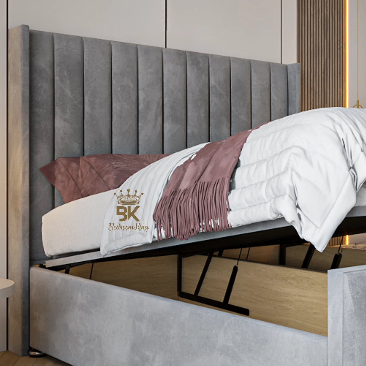 Wingback Divan Ottoman Bed with 54" High Headboard