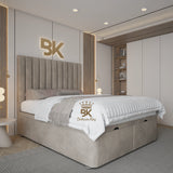 Upholstered ottoman divan bed frame with hidden storage made by Bedroomking