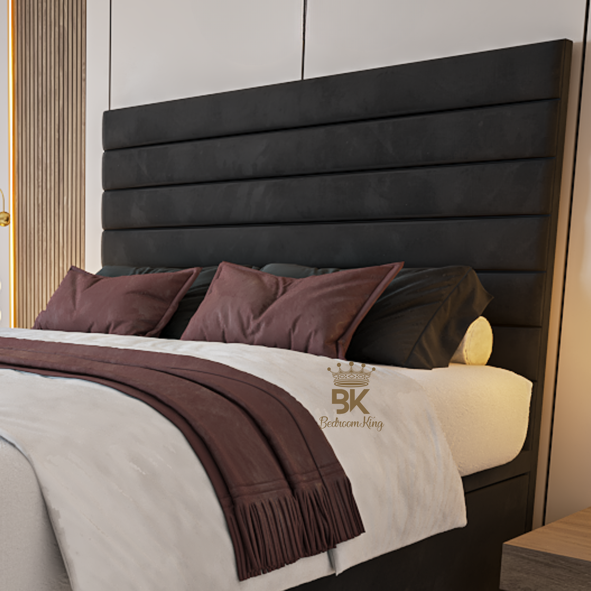 Modern king size upholstered ottoman divan bed frame - 54" headboard