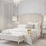 Lacey Art Deco Bedframe Pictured With Tall Headboard - Bedroomking