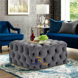 Mia Square Chesterfield Buttoned Pouffe Footstool - Bedroomking