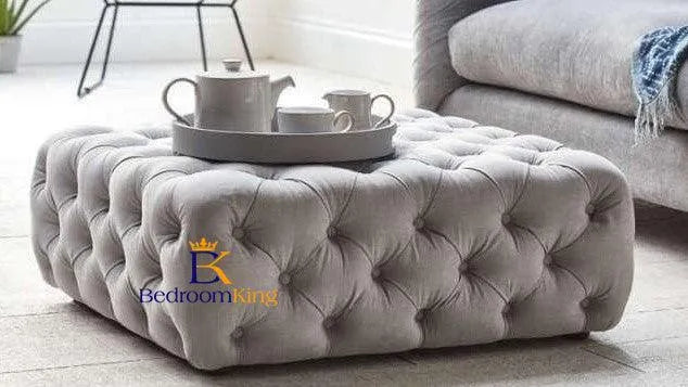 Emily Large Square Chesterfield Pouffe Footstool - Bedroomking