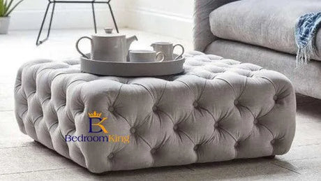 Emily Large Square Chesterfield Pouffe Footstool - Bedroomking
