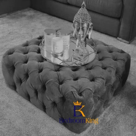 Emily Large Square Chesterfield Pouffe Footstool - Bedroomking