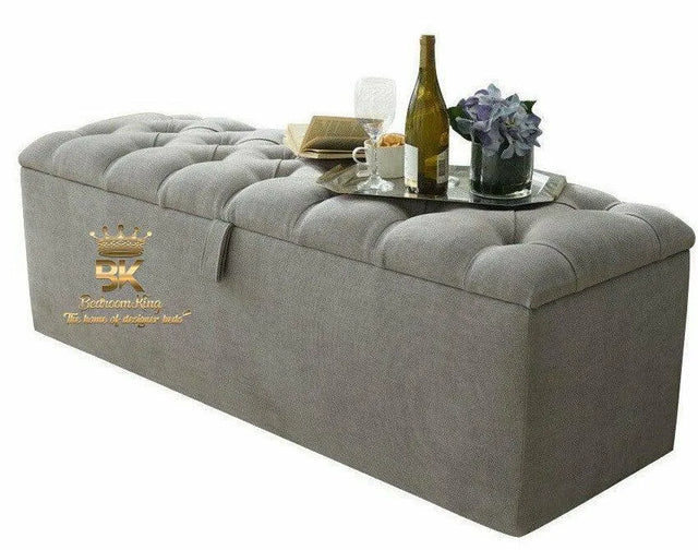 Ottoman storage box in grey naples 