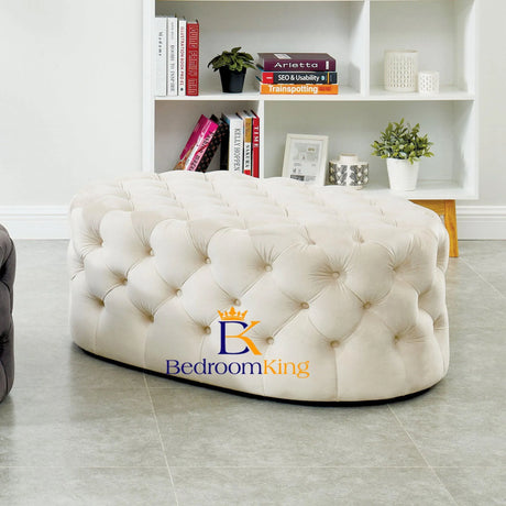 Harrington Oval Chesterfield Pouffe Footstool - Bedroomking
