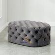 Chesterfield footstool in slate plush velvet