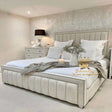 Upholstered Storage Bed Frame Kingsize Cream