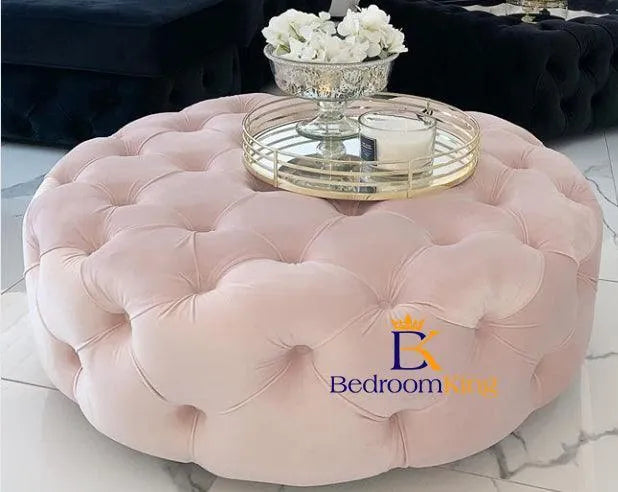 Oliviana Chesterfield Buttoned Pouffe - Bedroomking